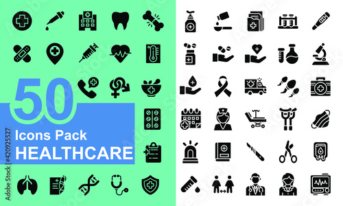 Medical and healthcare Elements of a modern glyph style. Simple symbol collection. vector icon illustration
