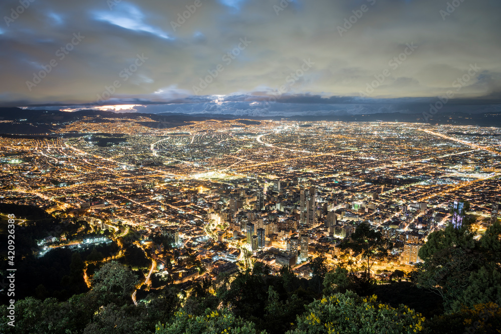 View from Cerro Monserrate at twilight over the city of Bogota View from Cerro Monserrate at twilight over the city of Bogota