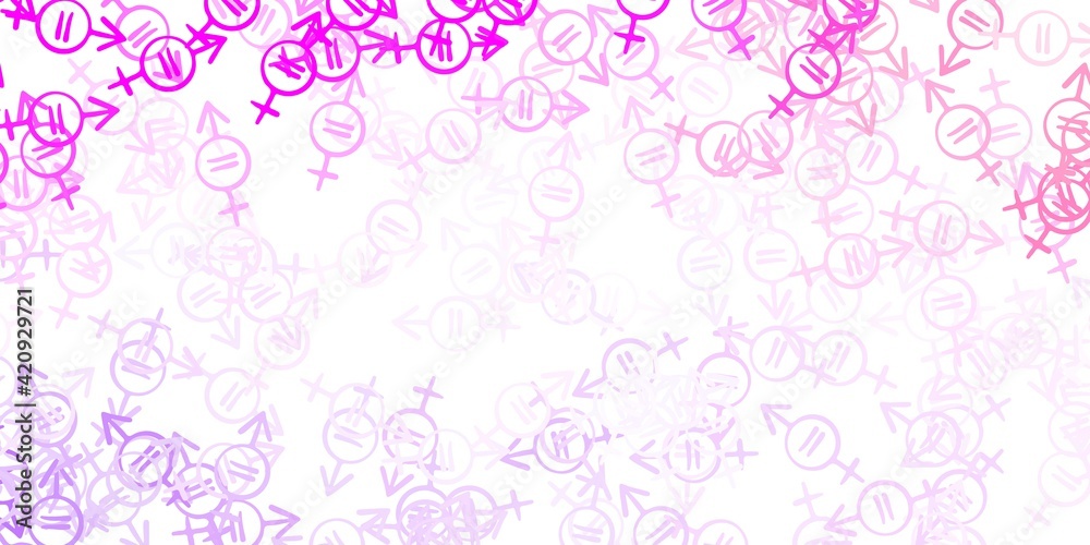Light Purple, Pink vector template with businesswoman signs. Light Purple, Pink vector template with businesswoman signs.