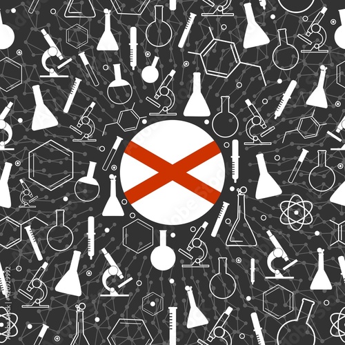Science concept illustration. Background with chemistry lab icons