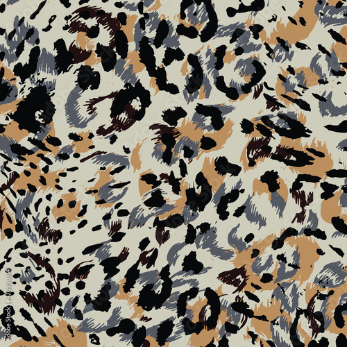 Abstract animal skin leopard seamless pattern design. Jaguar, leopard, cheetah, panther fur. Seamless camouflage background for fabric, textile, design, cover, wrapping.