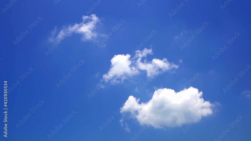 Pure white clouds rolling in blue sky, time-lapse