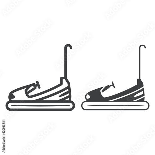 Attraction Bumper cars line and solid icon, The rides concept, Bumper car sign on white background, Car Attraction in amusement park icon in outline style for mobile and web design. Vector graphics.