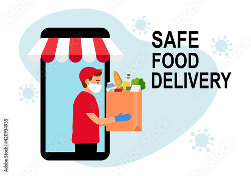 Safe food delivery service. Order grocery food online via smartphone app.