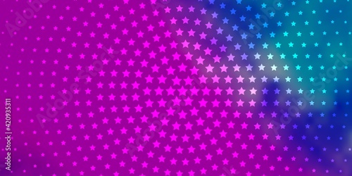 Light Pink, Blue vector background with colorful stars.
