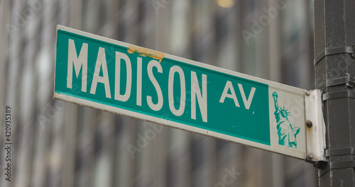 Photography New York City street sign Madison avenue