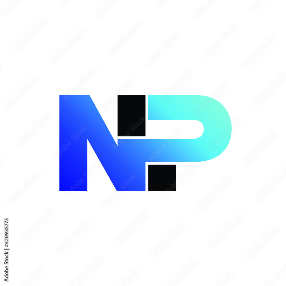 Letter NP simple logo design vector
