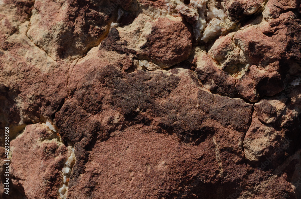 surface structure of brown shades of natural stone outdoors in nature