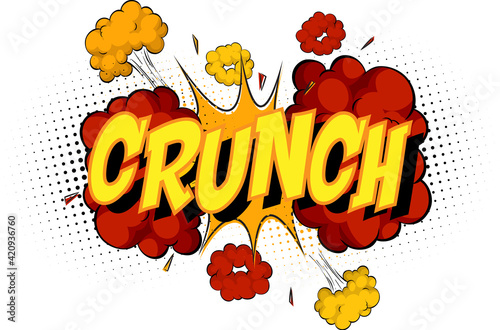 Word Crunch on comic cloud explosion background