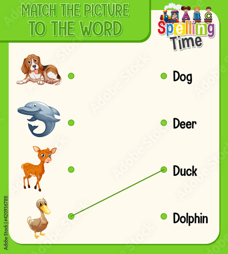 Word to picture matching worksheet for children