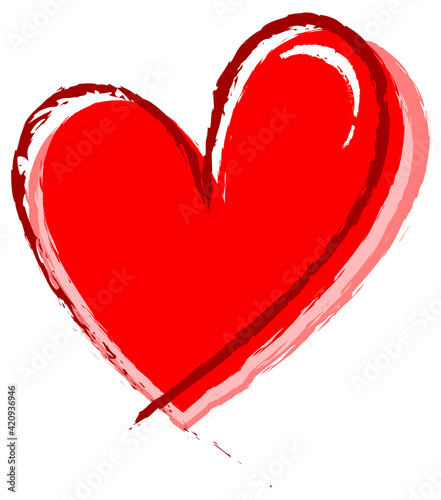 Red heart hand drawn isolated