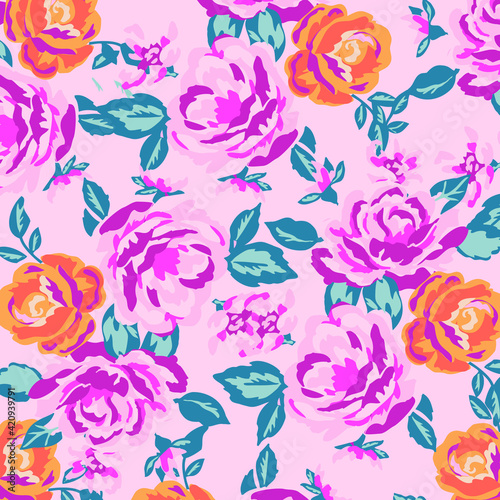 Floral seamless pattern For textile, wallpapers, print, wrapping paper. Vector stock illustration.