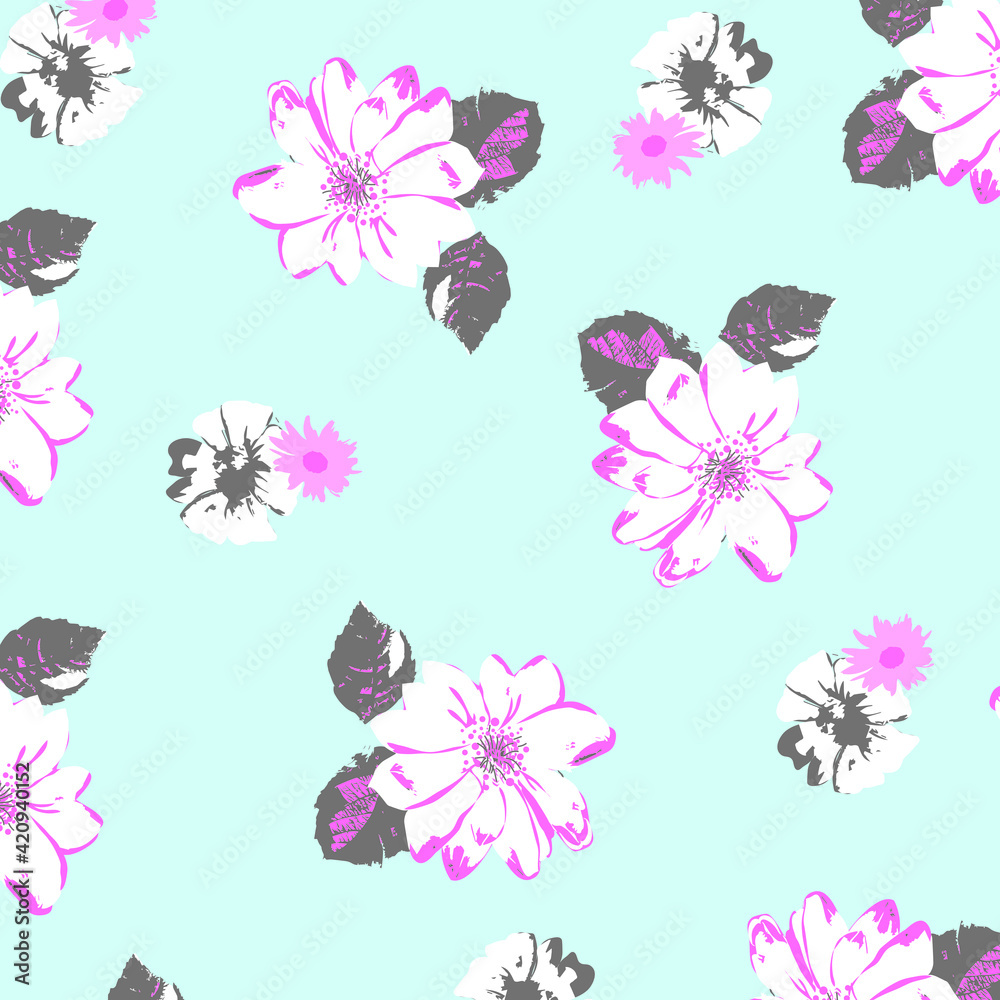 Floral seamless pattern For textile, wallpapers, print, wrapping paper. Vector stock illustration.