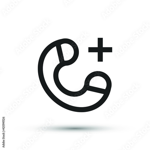 Support service icon vector medical element for trendy design. Simple pictogram for mobile concept and web apps. Vector line medicine help call center icon phone and heart isolated	