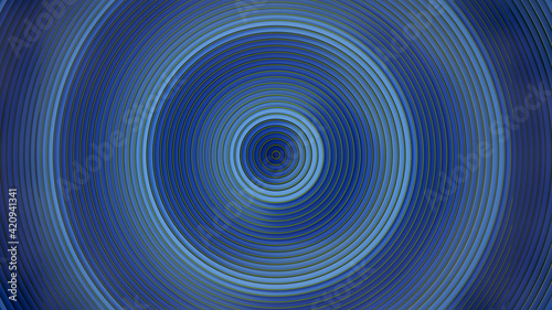 Blue circles with gold edges 3D rendering illustration photo