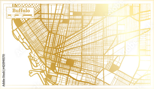 Buffalo USA City Map in Retro Style in Golden Color. Outline Map.