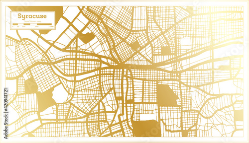Syracuse USA City Map in Retro Style in Golden Color. Outline Map. photo