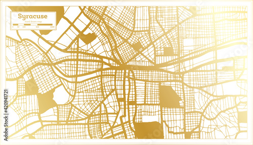Syracuse USA City Map in Retro Style in Golden Color. Outline Map.