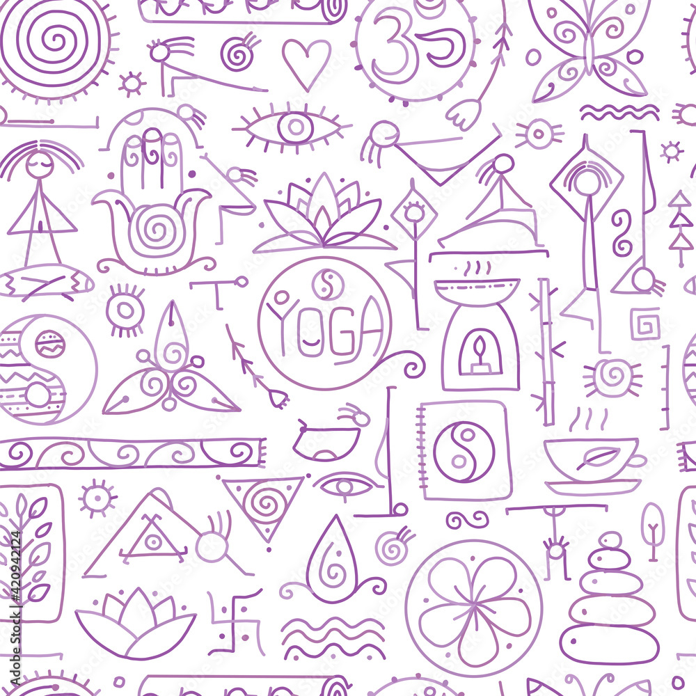 Yoga concept, seamless pattern for your design