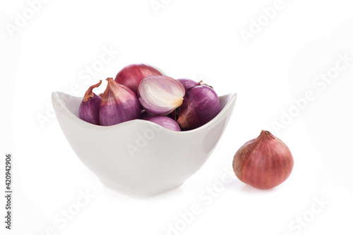 Shallots isolated on white background. photo