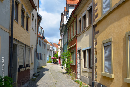 view of Rittergasse street in Schweinfurt Germany