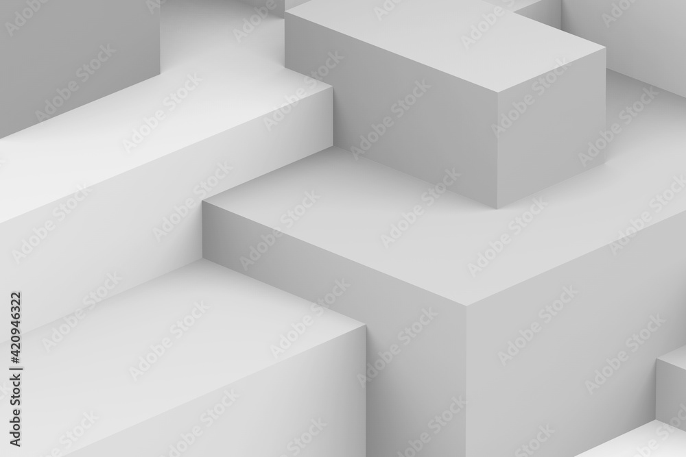 Abstract white and gray geometric cubic background. isometric square 3d render. Abstract white and gray geometric cubic background. isometric square 3d render.