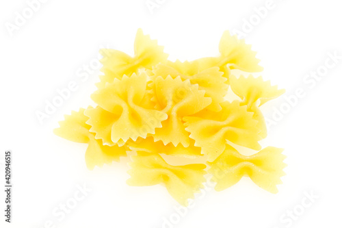 Raw dry farfalle pasta for cooking