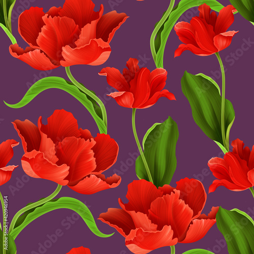 Romantic seamless tulip vintage pattern