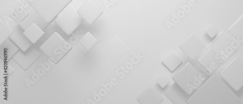 Abstract background, white geometric shapes on white background, 3D rendering