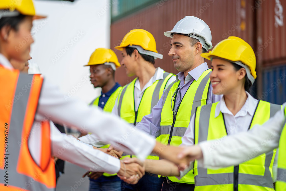 Construction Engineering Team are Handshake Together After Dealing Their Project Successful, Finishing successful meeting. Construction Engineering Team are Handshake Together After Dealing Their Project Successful, Finishing successful meeting.
