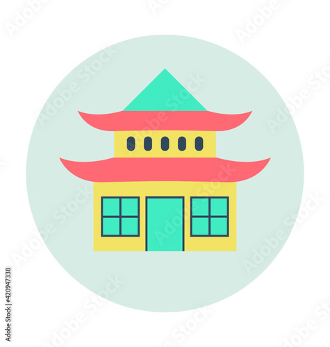 Pagoda Colored Vector Illustration