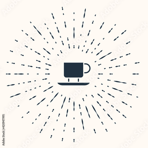 Grey Coffee cup icon isolated on beige background. Tea cup. Hot drink coffee. Abstract circle random dots. Vector