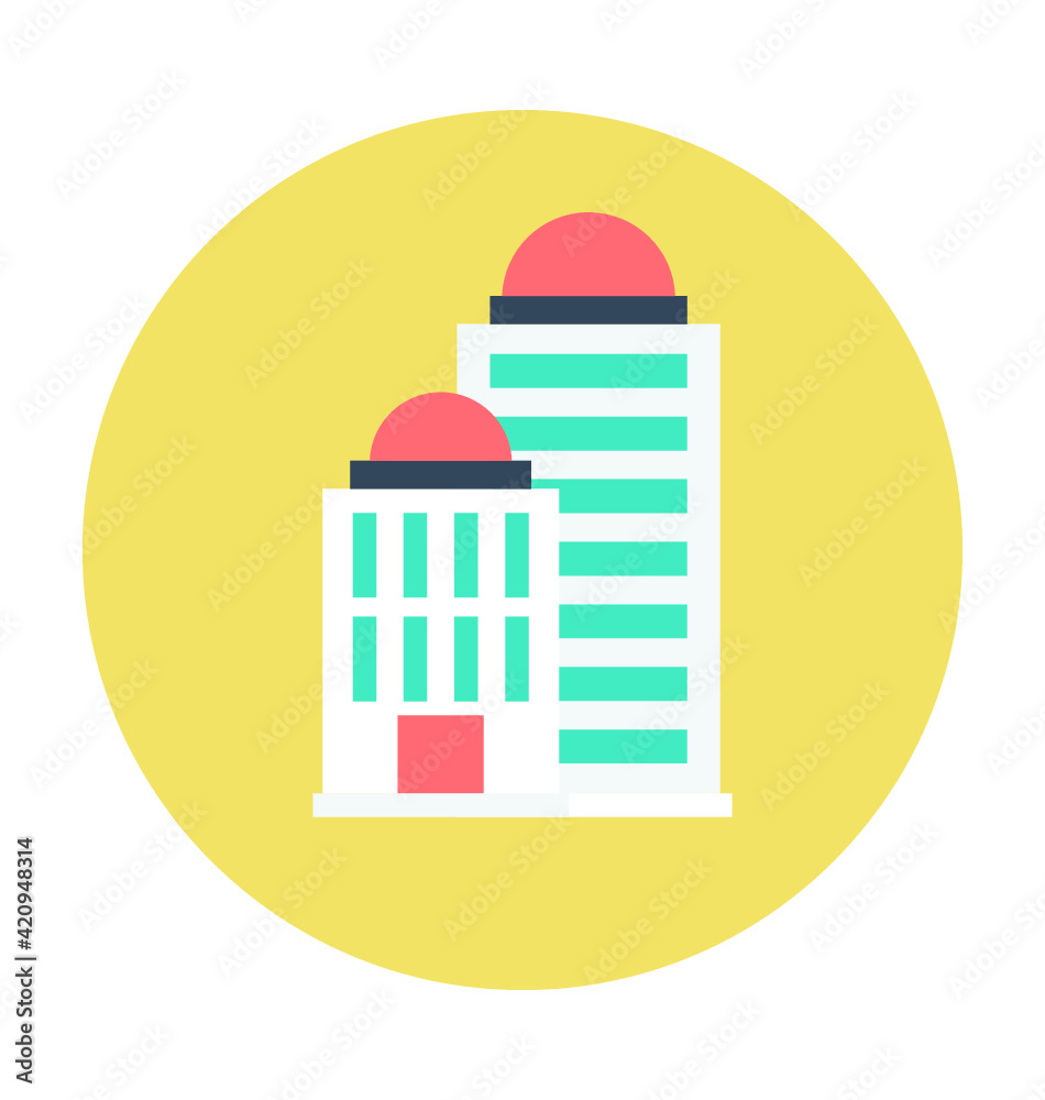 Naklejka premium Hotel Colored Vector Illustration