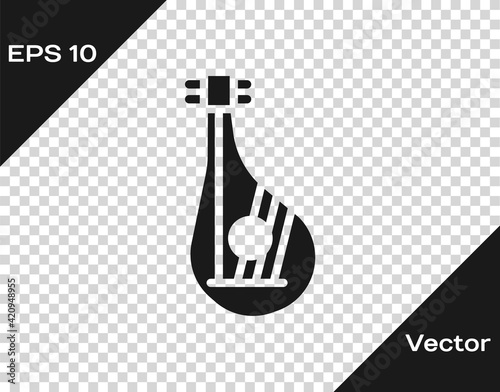 Black Ukrainian traditional musical instrument bandura icon isolated on transparent background. Vector