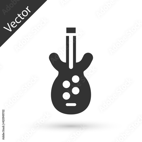 Grey Electric bass guitar icon isolated on white background. Vector