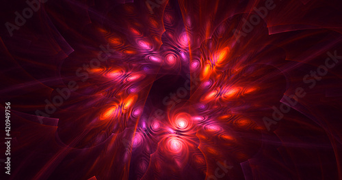 3D rendering abstract multicolor fractal light background