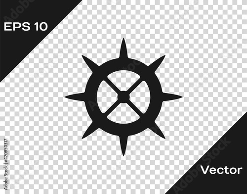 Black Bicycle sprocket crank icon isolated on transparent background. Vector