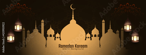 Ramadan Kareem festival islamic banner with mosque