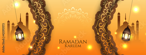 Artistic Ramadan Kareem islamic festival stylish banner