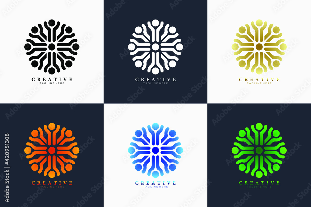 Set of elegant mandala man icon symbol