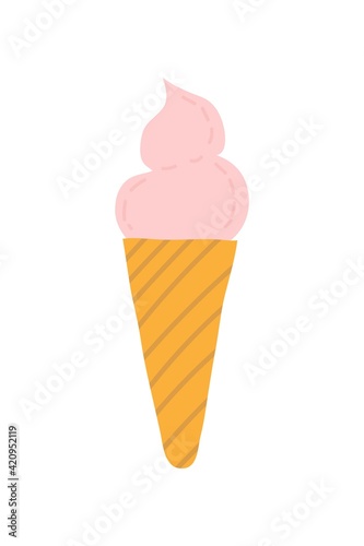 Hand drawn simple colore ice cream illustrations isolated on white background. Tasty delicious dairy product with decoration.