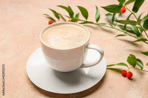 Warm coffee drink in white ...