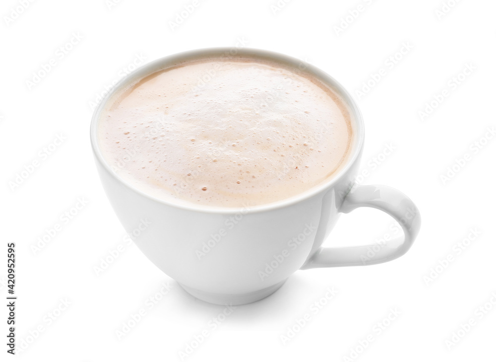 Cup of tasty latte on white background Cup of tasty latte on white background