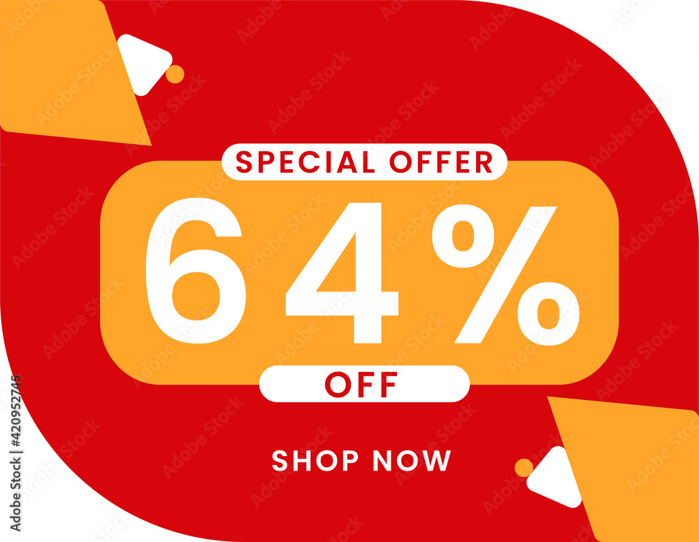 Special offer 64 percent discount banner, Sale and special offer banner. 64% off shop now Special offer 64 percent discount banner, Sale and special offer banner. 64% off shop now