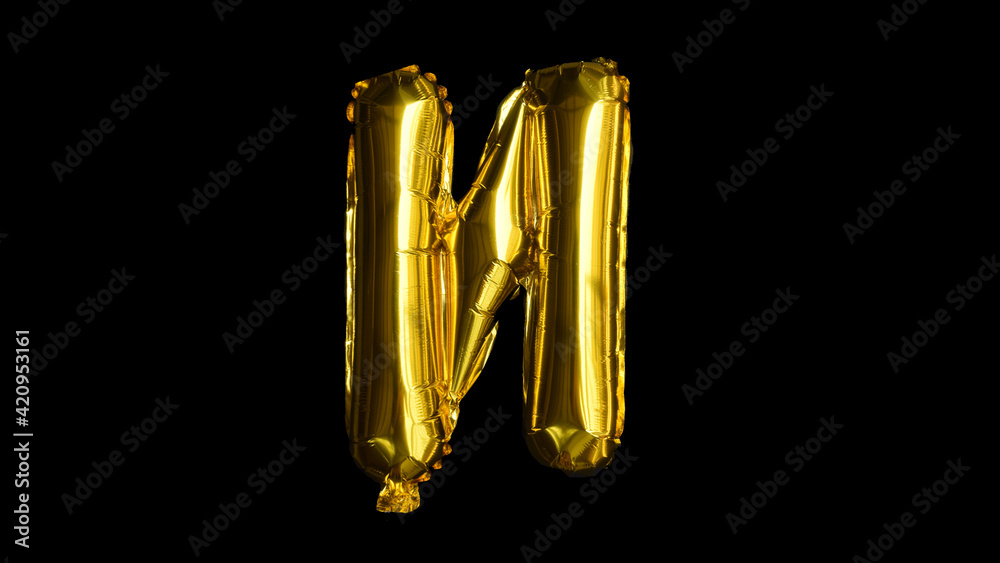 Fototapeta premium Gold N letter on black background. nice for decoration