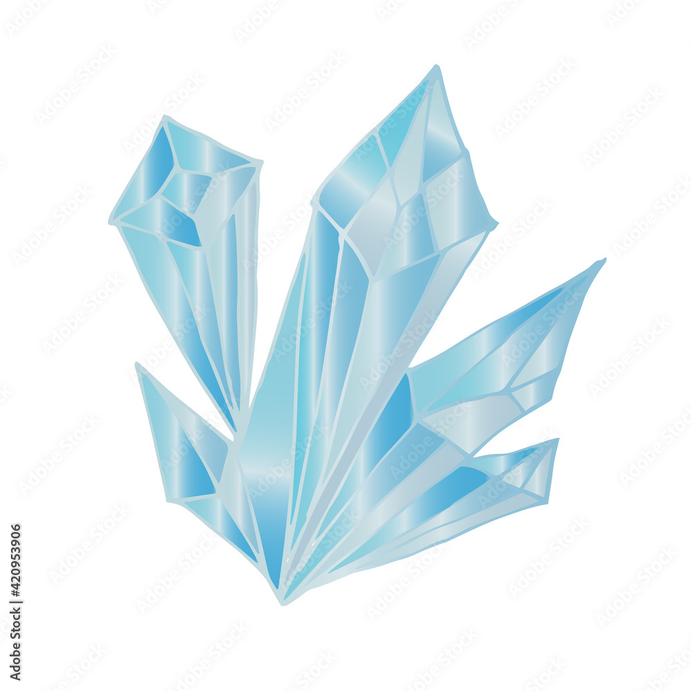 Healing crystals of blue quartz, isolated on a white background. Vector illustration in cartoon style. Mystical crystals for design and decoration. Healing crystals of blue quartz, isolated on a white background. Vector illustration in cartoon style. Mystical crystals for design and decoration.