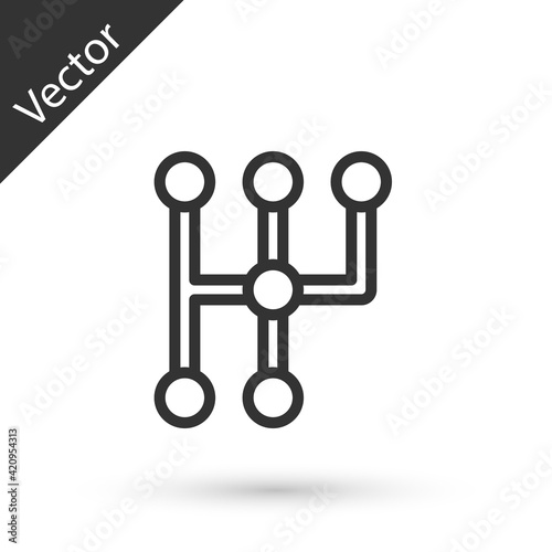 Grey line Gear shifter icon isolated on white background. Transmission icon. Vector
