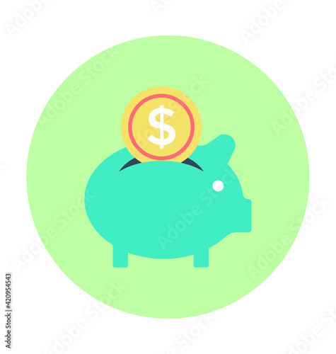 Piggy Bank Colored vector Icon