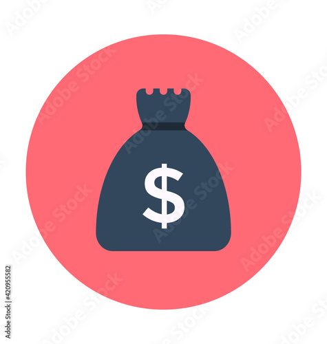 Money Sack Colored Vector Icon 