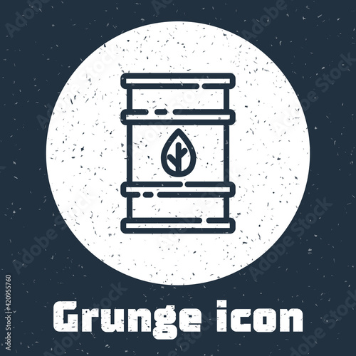 Grunge line Bio fuel barrel icon isolated on grey background. Eco bio and canister. Green environment and recycle. Monochrome vintage drawing. Vector